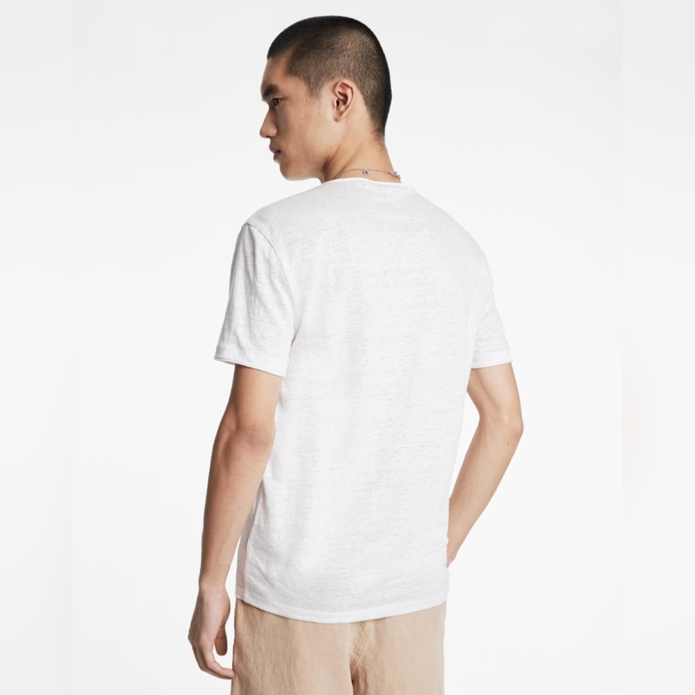 JOHN VARVATOS ◇ Bleeker Henley ◇ 100% Linen, Cream, Short Sleeve ◇ Size XS ◇ NWT - Picture 3 of 11